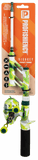 Front of Profishiency Highkey Pocket Combo rod with pre-spooled spincast reel, green camo and foam handle on orange card
