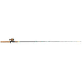 Krazy 3 spincast fishing rod with cork handle and orange-black spincast reel, full-length side view