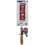 Profishiency Pocket Combo rod-and-reel, Americana red-white-blue design on backing card