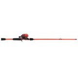 Profishiency Micro Sniper Red Spincast Combo with reel and rod, side guide, ideal for freshwater fishing enthusiasts.