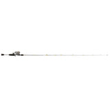 Profishiency Micro Spincast Sniper Combo with silver reel and rod, designed for precision fishing, shown from a side view.