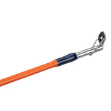 Kid Casters micro spincast rod tip — orange blank, blue ferrule and chrome line guide.