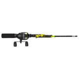 PROFISHIENCY pocket rod-and-reel combo, Splat Green neon-splatter handle with black reel