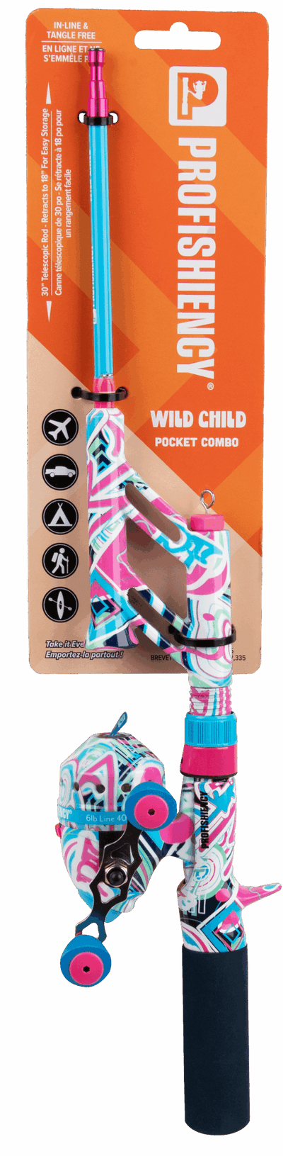 Profishiency Wild Child Pocket Combo spincast fishing combo with rod and reel, compact design, suitable for beginners