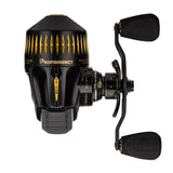 Profishiency Sniper Spincast Reel in black, shown from top view, featuring a compact design and durable construction for freshwater fishing.