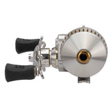 Silver Profishiency Sniper Spincast Reel with front view, compact design, and ergonomic handle for smooth fishing experience.