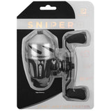 Silver SNIPER spinning reel in blister pack branded PROFISHIENCY; text: Right Retrieve; FAST JUST GOT FASTER