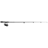 Side view of Profishiency Premium Spinning Pocket Combo showcasing black telescopic rod extended with tiny spinning reel on white background