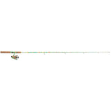 Krazy2 spinning rod and matching reel, full-length colorful camo pattern with cork handle