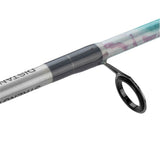Close-up of Profishiency Marble Spinning Combo rod blank showcasing pastel marble pattern and a single line guide on white background