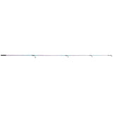 Two-piece spinning fishing rod with pastel marble finish, full-length view showing handle and line guides