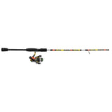 Profishiency Splat Spinning Combo with lures, featuring a spinning reel and rod, showcased from a side view.