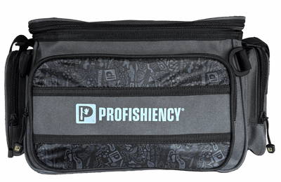 Profishiency Alpha Pup Tackle Bag showing front view with multiple compartments and durable design for fishing gear storage