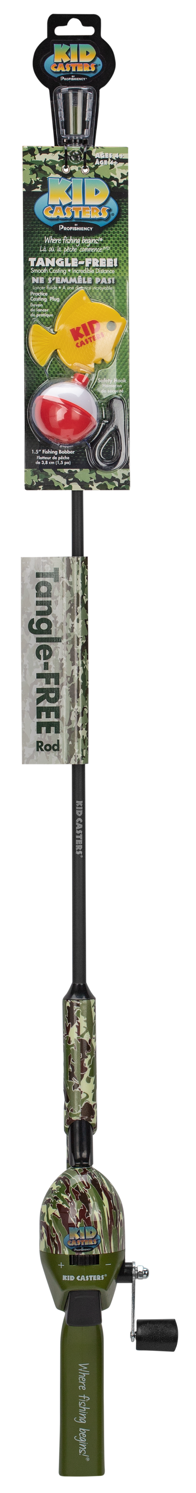Green camo Profishiency tangle-free poles with angled design, ideal for fishing and outdoor activities.
