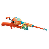 Kid Casters bright orange and teal kids spin-casting fishing rod and reel with patterned body and ergonomic trigger grip