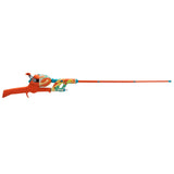 Kit Krazy extended children's fishing rod and reel, orange with multicolor pattern