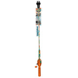 Kid Casters Krazy Tangle-FREE kids' fishing rod and reel — orange handle with teal patterned shaft