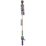 KID CASTERS neon Tangle-Free kids fishing rod and reel with purple and teal patterned handle