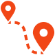 Map route icon showing two location pins connected by a dotted path